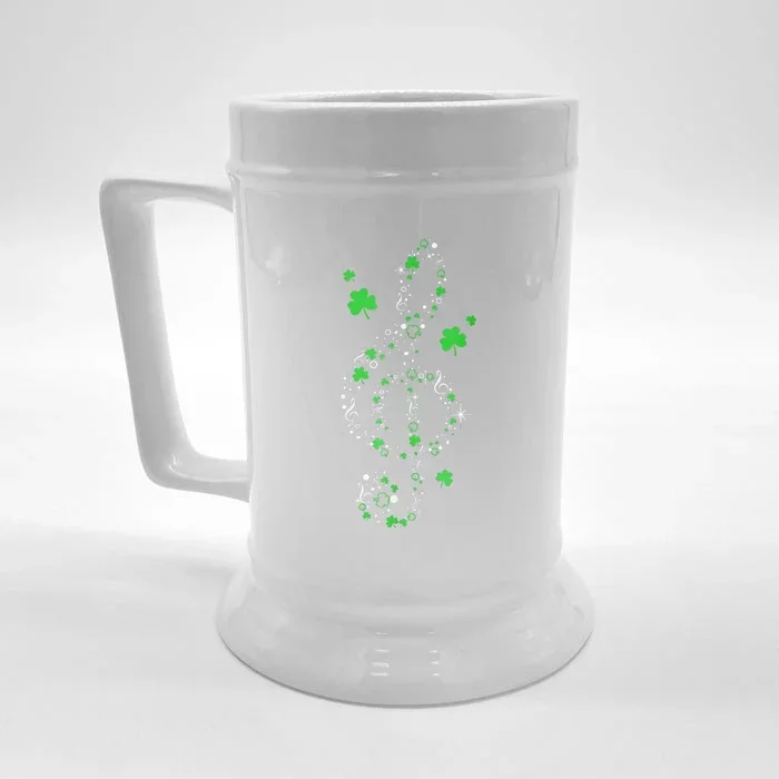 Music Note Shamrock Irish Teacher St Patricks Day Front & Back Beer Stein