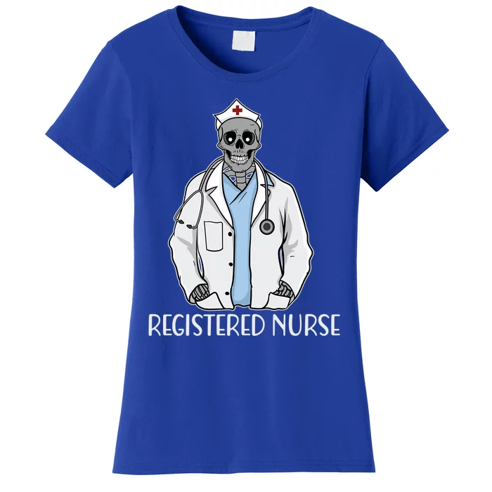 Medical Nursing Skull Registered Nurse Skeleton Halloween Gift Women's T-Shirt