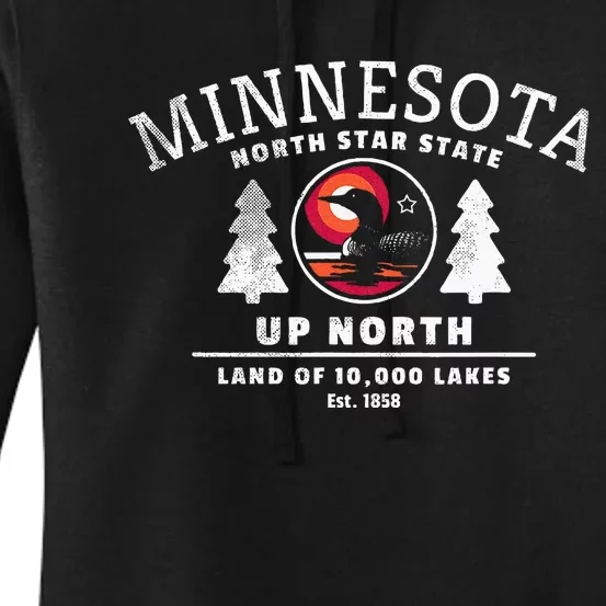 Minnesota North Star State Up North With Loon Women's Pullover Hoodie