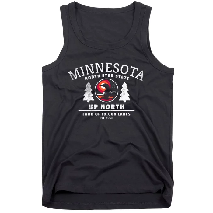 Minnesota North Star State Up North With Loon Tank Top