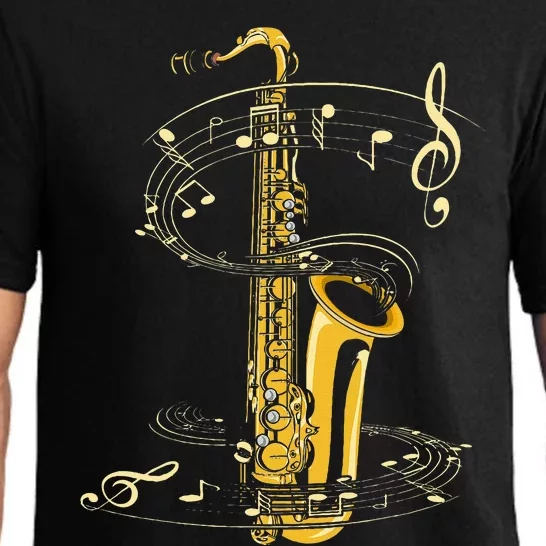 Music Notes Treble Clef Saxophonist Jazz Musician Saxophone Pajama Set