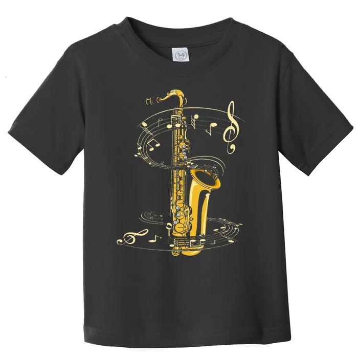 Music Notes Treble Clef Saxophonist Jazz Musician Saxophone Toddler T-Shirt