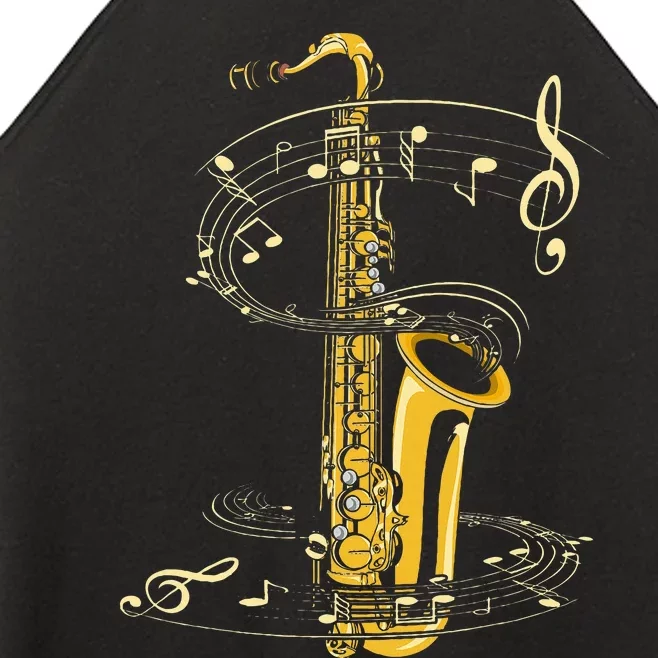 Music Notes Treble Clef Saxophonist Jazz Musician Saxophone Women’s Perfect Tri Rocker Tank