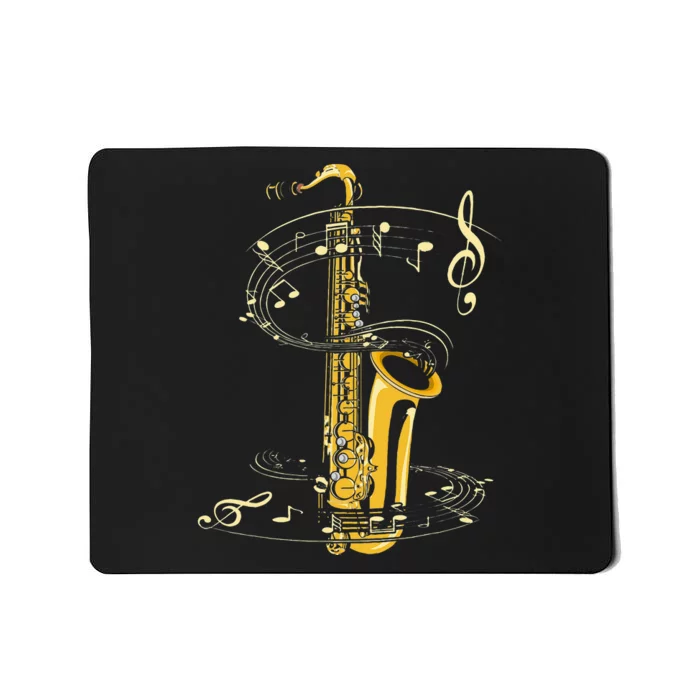 Music Notes Treble Clef Saxophonist Jazz Musician Saxophone Mousepad