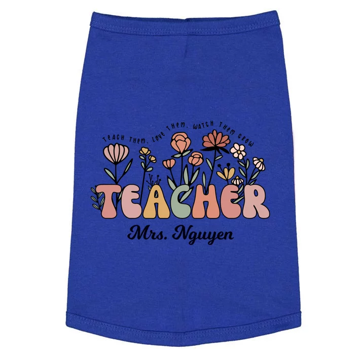 Mrs Nguyen Teacher Wildflower Back To School Cool Gift Doggie Tank