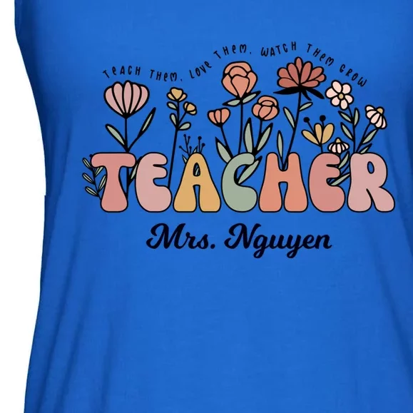 Mrs Nguyen Teacher Wildflower Back To School Cool Gift Ladies Essential Flowy Tank