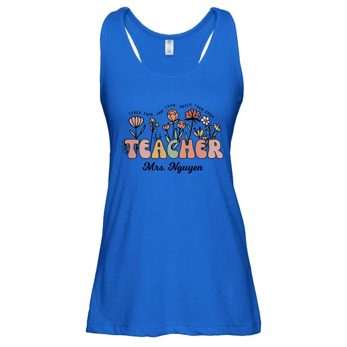 Mrs Nguyen Teacher Wildflower Back To School Cool Gift Ladies Essential Flowy Tank