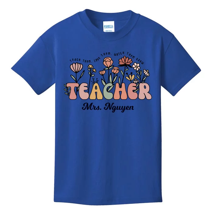 Mrs Nguyen Teacher Wildflower Back To School Cool Gift Kids T-Shirt