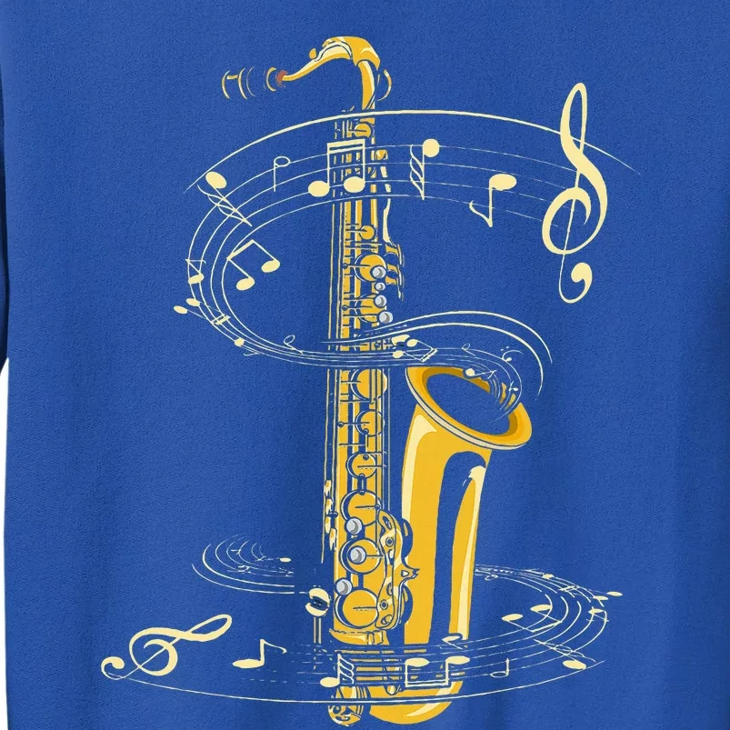 Music Notes Treble Clef Saxophonist Jazz Musician Saxophone Tall Sweatshirt