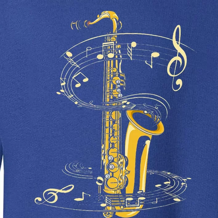 Music Notes Treble Clef Saxophonist Jazz Musician Saxophone Toddler Sweatshirt