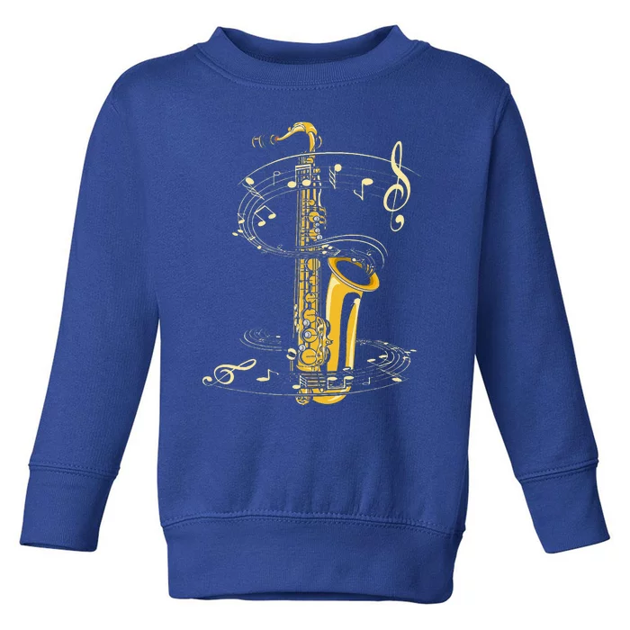 Music Notes Treble Clef Saxophonist Jazz Musician Saxophone Toddler Sweatshirt