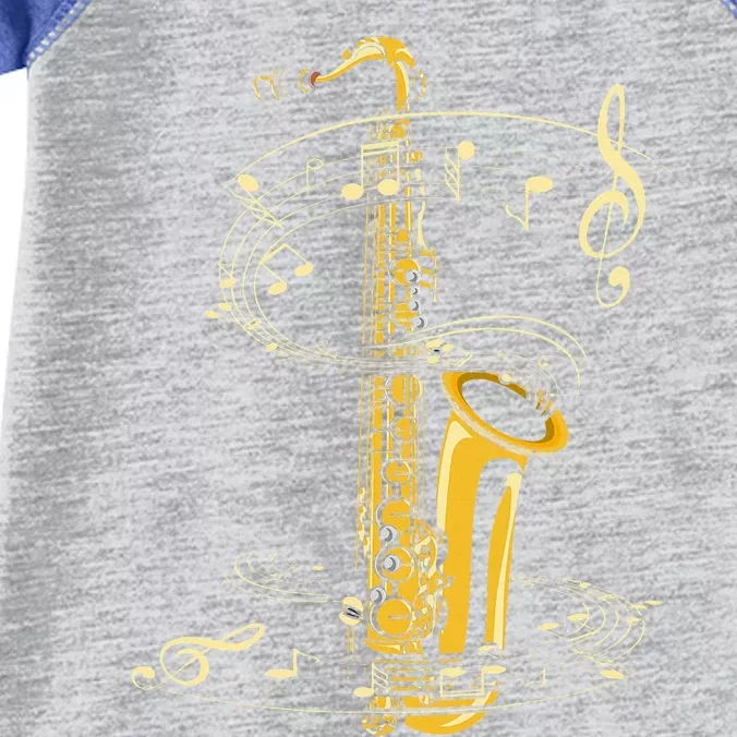 Music Notes Treble Clef Saxophonist Jazz Musician Saxophone Infant Baby Jersey Bodysuit