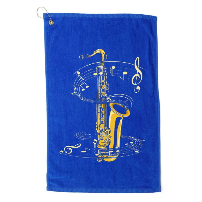 Music Notes Treble Clef Saxophonist Jazz Musician Saxophone Platinum Collection Golf Towel