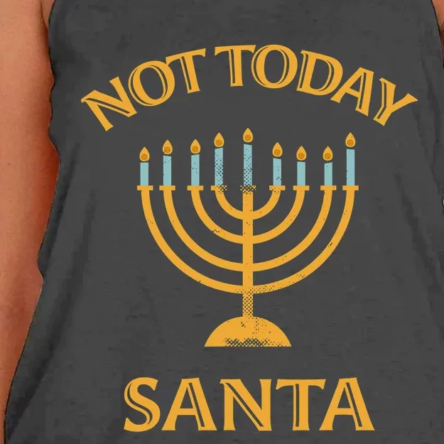 Menorah Not Today Santa Funny Hanukkah Pajamas Women's Knotted Racerback Tank