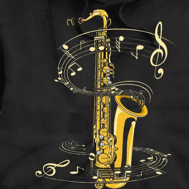 Music Notes Treble Clef Saxophonist Jazz Musician Saxophone Tie Dye Hoodie