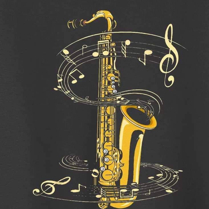 Music Notes Treble Clef Saxophonist Jazz Musician Saxophone Toddler T-Shirt