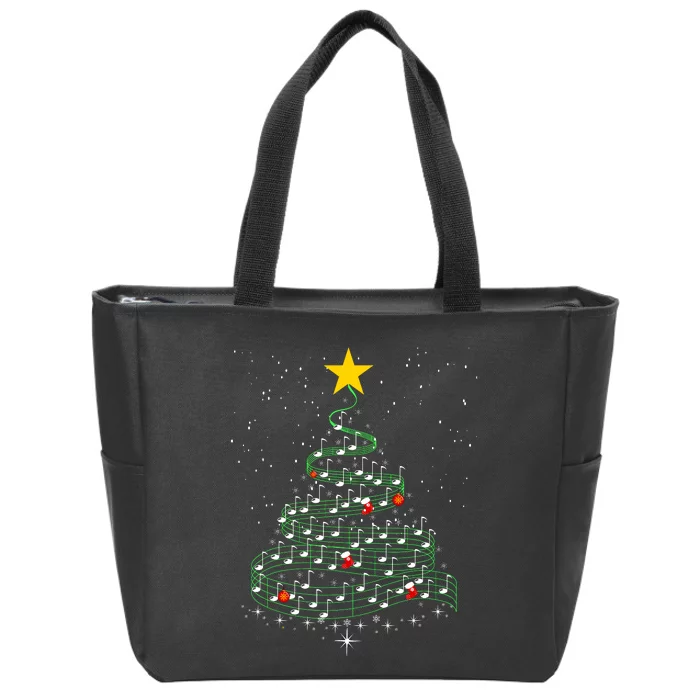 Music Note Tree Wish You A Merry Christmas Gifts Musical Zip Tote Bag