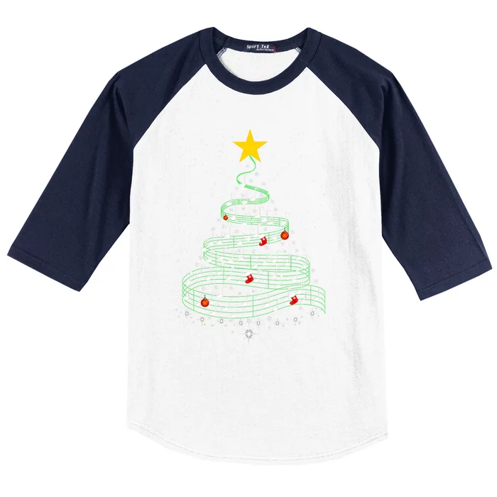 Music Note Tree Wish You A Merry Christmas Gifts Musical Baseball Sleeve Shirt