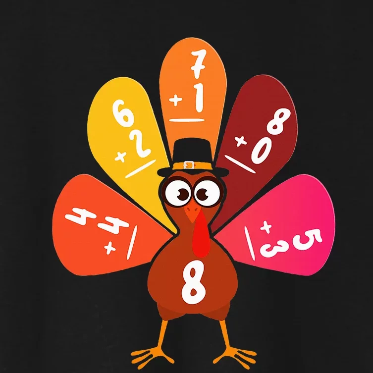 Math Number Turkey Count Answer Thanksgiving Teacher Women's Crop Top Tee