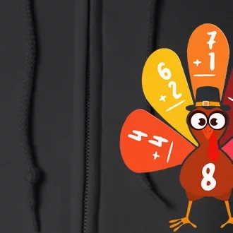 Math Number Turkey Count Answer Thanksgiving Teacher Full Zip Hoodie