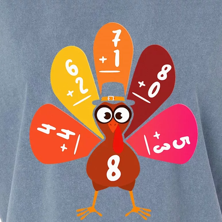 Math Number Turkey Count Answer Thanksgiving Teacher Garment-Dyed Women's Muscle Tee