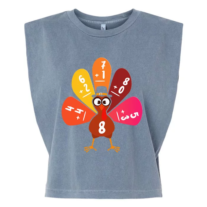 Math Number Turkey Count Answer Thanksgiving Teacher Garment-Dyed Women's Muscle Tee