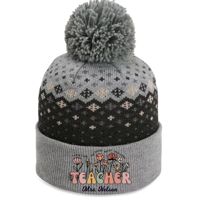 Mrs Nelson Teacher Wildflower Back To School Gift The Baniff Cuffed Pom Beanie