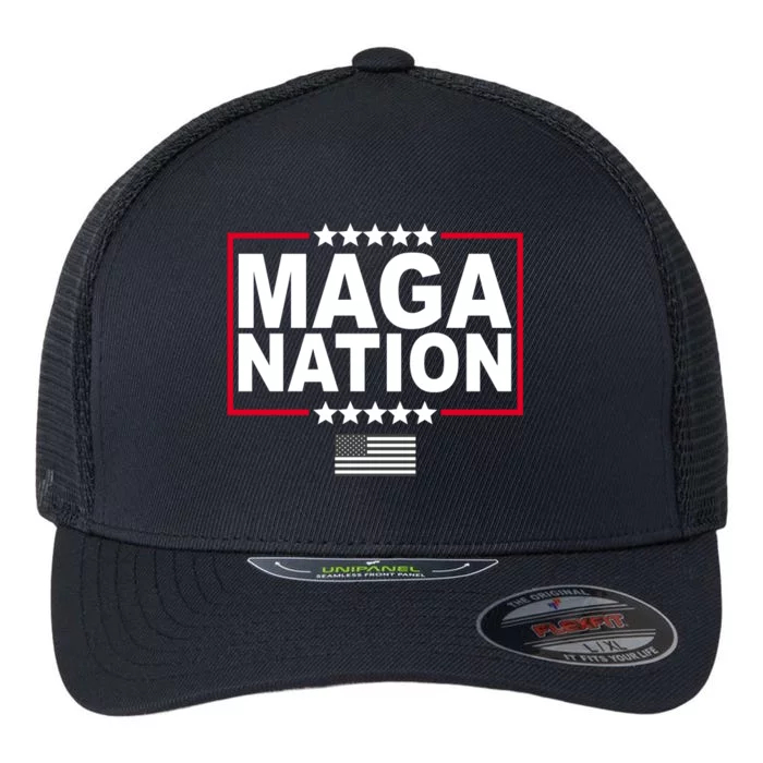 Maga Nation Usa Flag Flexfit Unipanel Trucker Cap