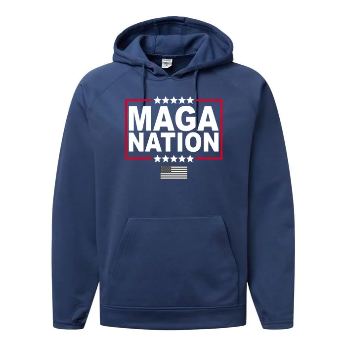 Maga Nation Usa Flag Performance Fleece Hoodie