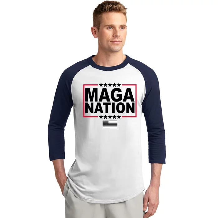 Maga Nation Usa Flag Baseball Sleeve Shirt