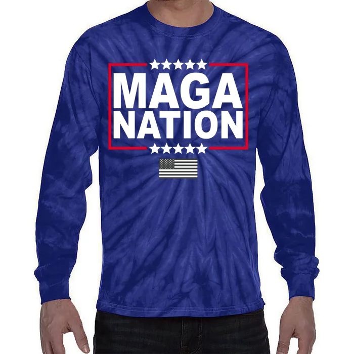 Maga Nation Usa Flag Tie-Dye Long Sleeve Shirt