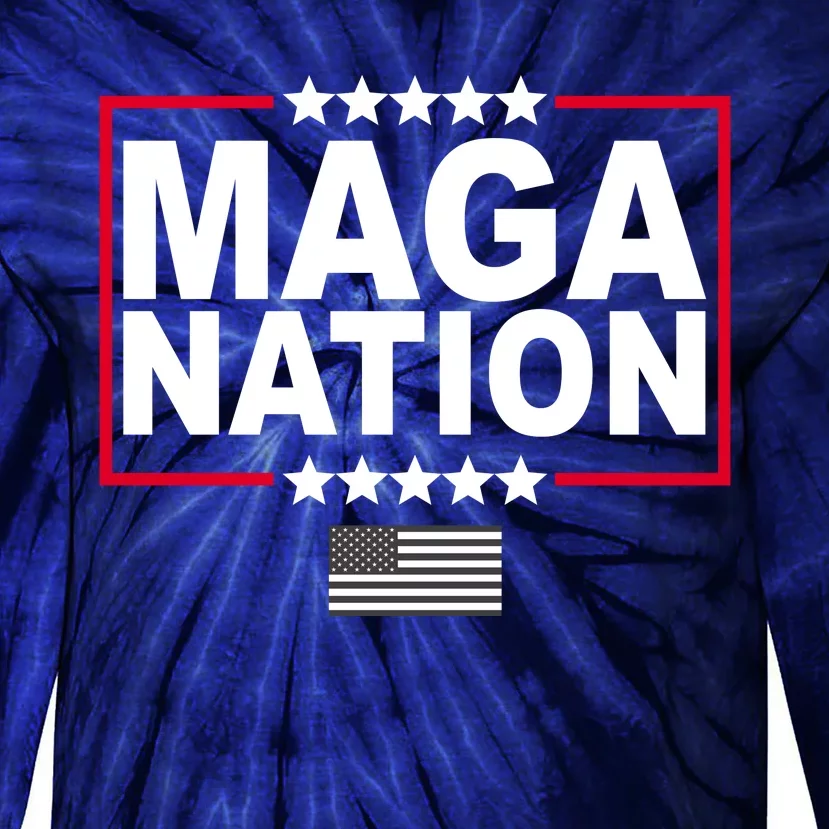 Maga Nation Usa Flag Tie-Dye Long Sleeve Shirt