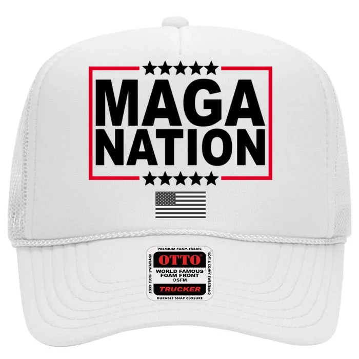 Maga Nation Usa Flag High Crown Mesh Trucker Hat