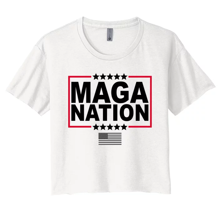 Maga Nation Usa Flag Women's Crop Top Tee