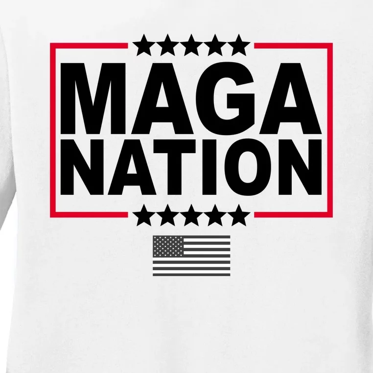 Maga Nation Usa Flag Ladies Long Sleeve Shirt