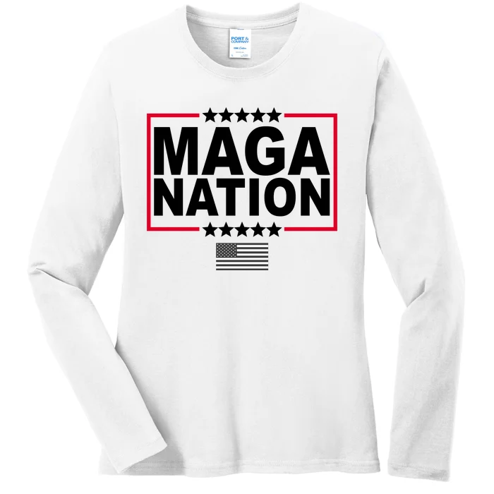 Maga Nation Usa Flag Ladies Long Sleeve Shirt