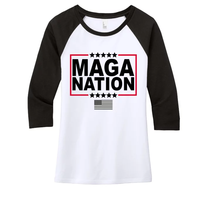 Maga Nation Usa Flag Women's Tri-Blend 3/4-Sleeve Raglan Shirt