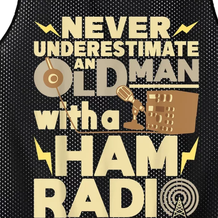 Mens Never Underestimate An Old Man With A Ham Radio Operator Mesh Reversible Basketball Jersey Tank