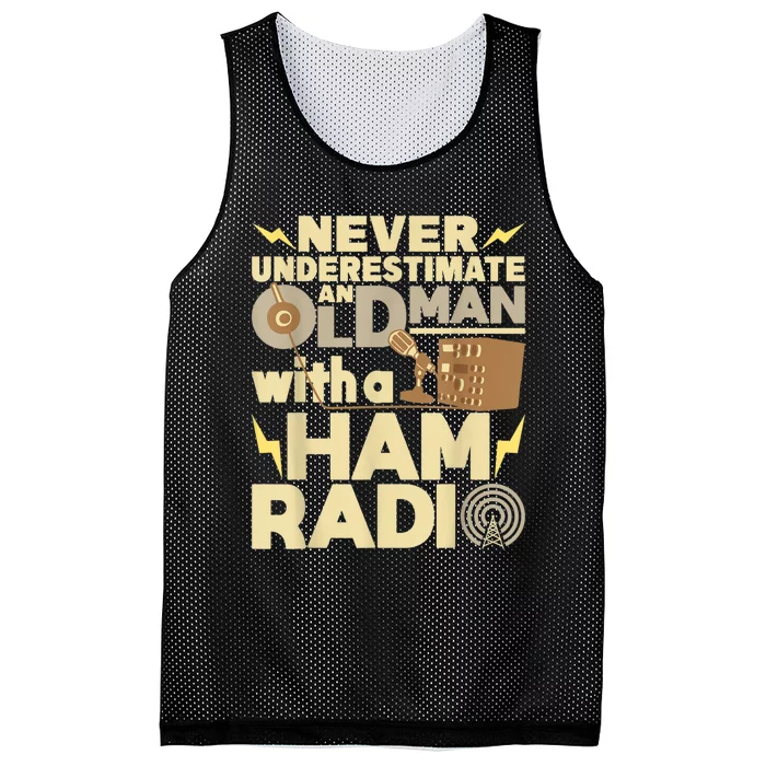 Mens Never Underestimate An Old Man With A Ham Radio Operator Mesh Reversible Basketball Jersey Tank