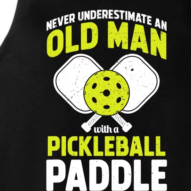 Mens Never Underestimate Old Man Funny Pickleball Paddle Gift TShirt Ladies Tri-Blend Wicking Tank