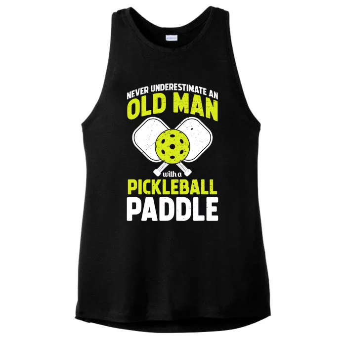 Mens Never Underestimate Old Man Funny Pickleball Paddle Gift TShirt Ladies Tri-Blend Wicking Tank