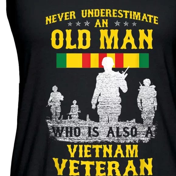 Mens Never Underestimate An OLD MAN Vietnam Veteran Gift Ladies Essential Flowy Tank