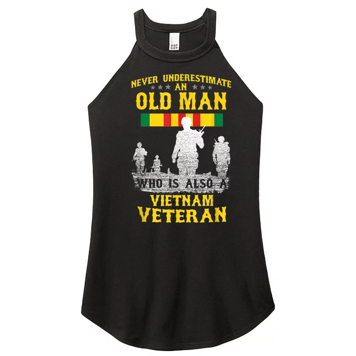 Mens Never Underestimate An OLD MAN Vietnam Veteran Gift Women’s Perfect Tri Rocker Tank