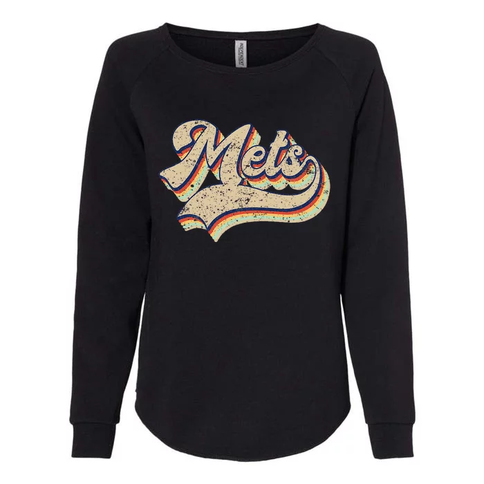 Mets Name Vintage Retro Baseball Womens California Wash Sweatshirt