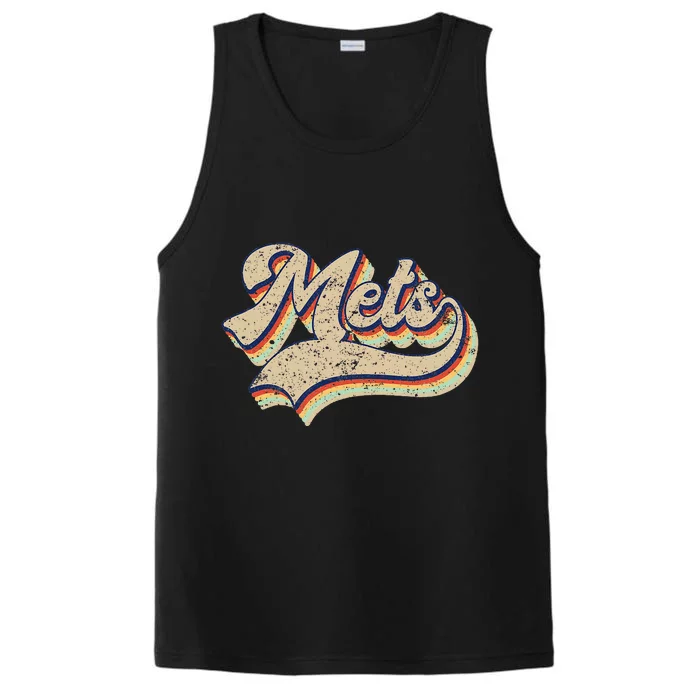 Mets Name Vintage Retro Baseball Performance Tank