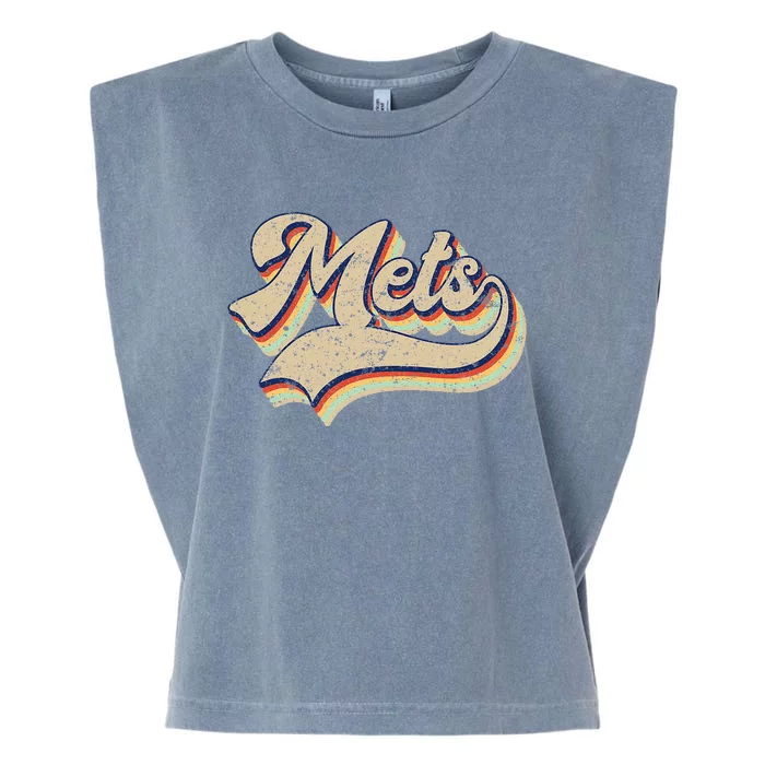 Mets Name Vintage Retro Baseball Garment-Dyed Women's Muscle Tee