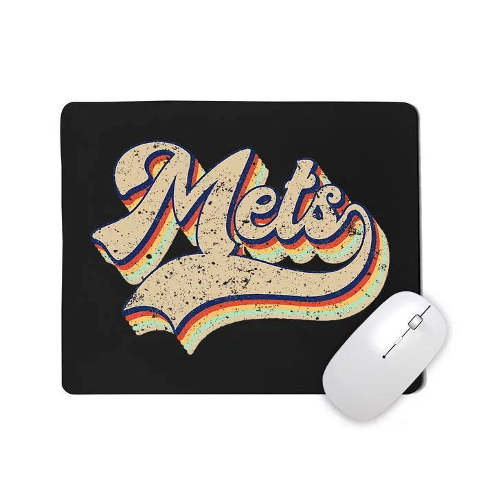 Mets Name Vintage Retro Baseball Lovers Baseball Fans Mousepad