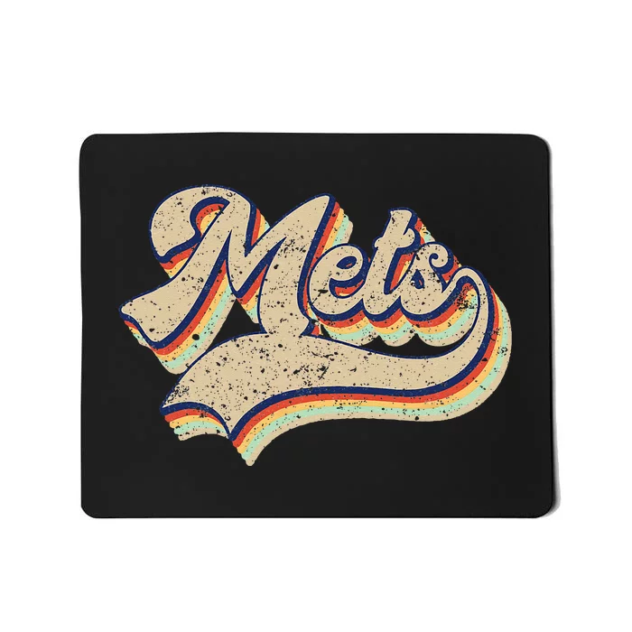 Mets Name Vintage Retro Baseball Lovers Baseball Fans Mousepad