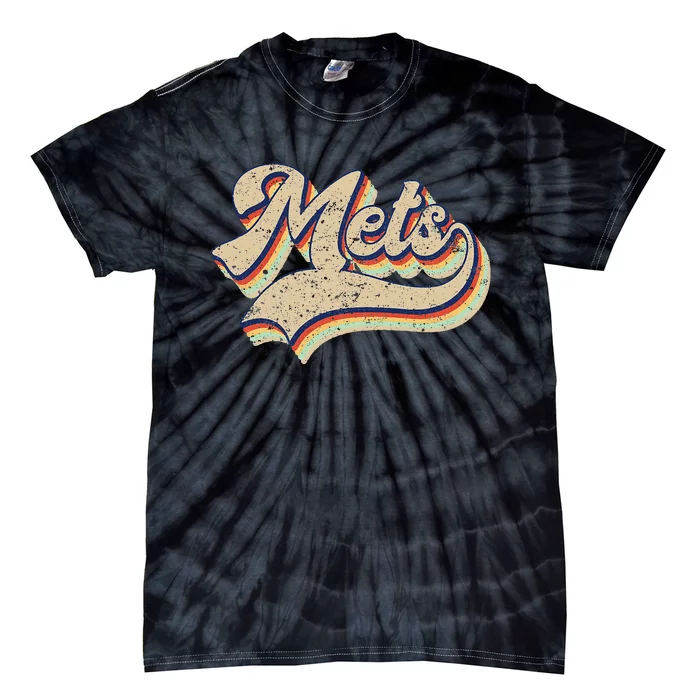 Mets Name Vintage Retro Baseball Lovers Baseball Fans Tie-Dye T-Shirt