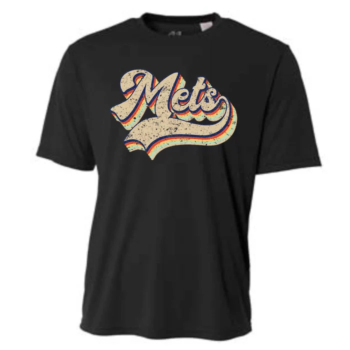 Mets Name Vintage Retro Baseball Lovers Baseball Fans Cooling Performance Crew T-Shirt